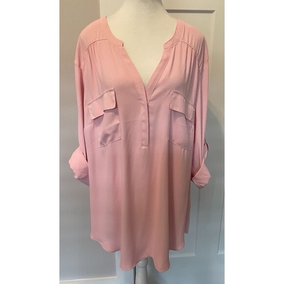 torrid Tops - TORRID Womens Harper TOP 3/4 Tab Sleeve Light PINK Pockets Size 4 (4X/26)